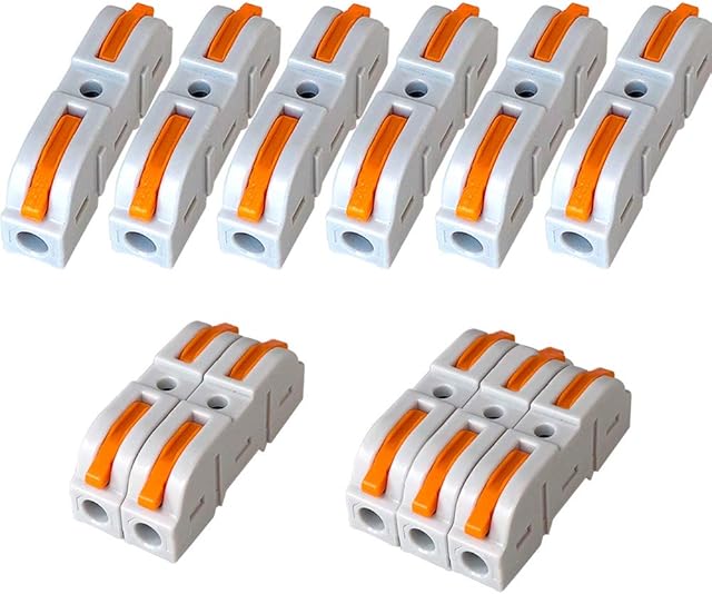 QitinDasen 30Pcs Premium SPL-1 Lever-Nut Wire Connectors, One-to-One Conductor Compact Wire Connectors, Splicing Type Quick Conductors Cable Clamp Terminal Block Spring Connector (Free Combination)