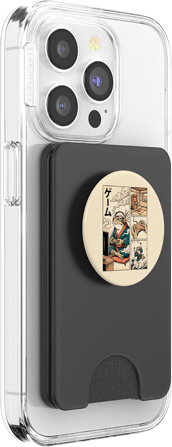 Japanese Gamer Frog Retro Gaming Comic Ukiyo-e Arcade Art PopSockets PopWallet for MagSafe image 4
