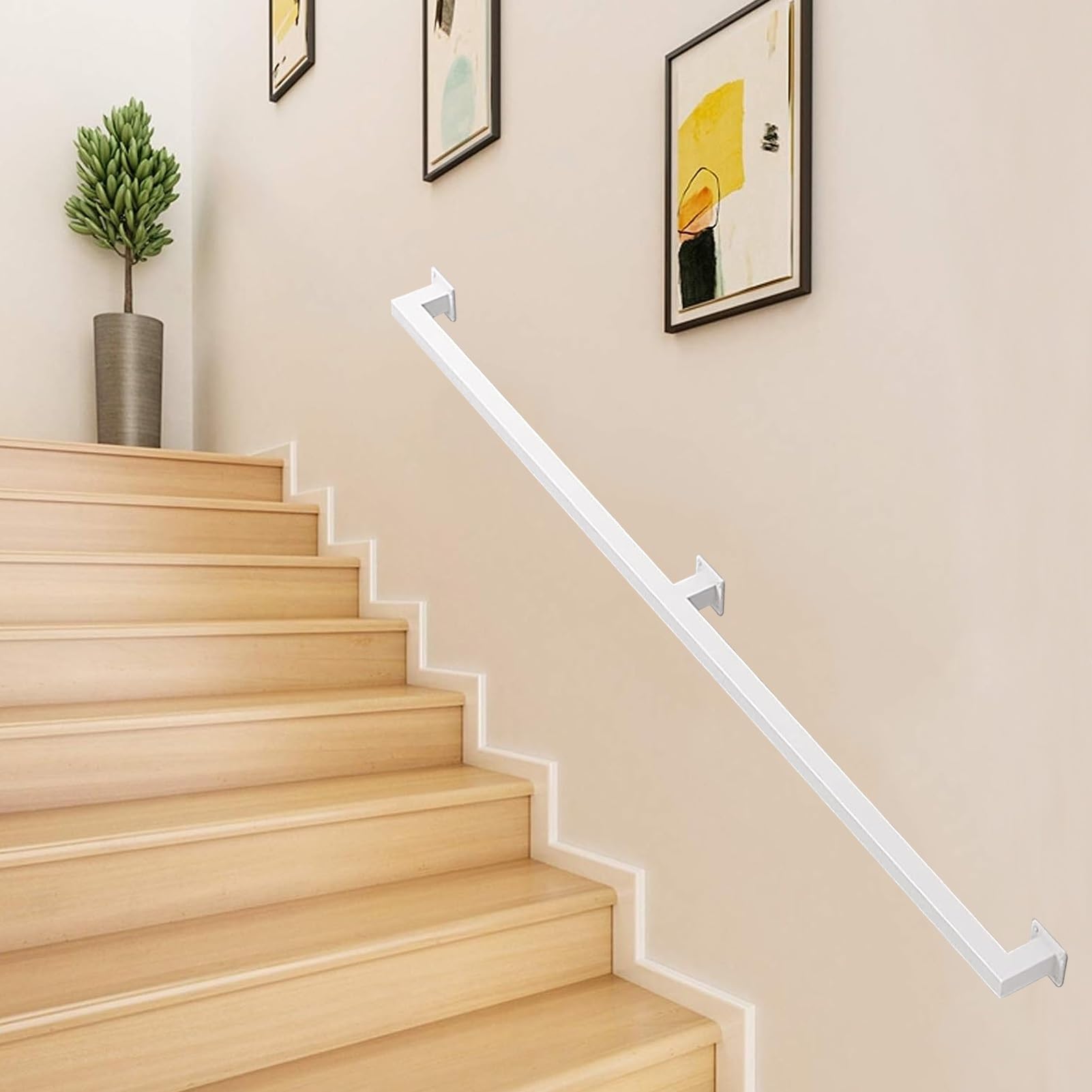 Modern Stair Handrail - Complete Kit. 1M 2M 3M 4M White Metal Banister Handrails - Industrial - View #10