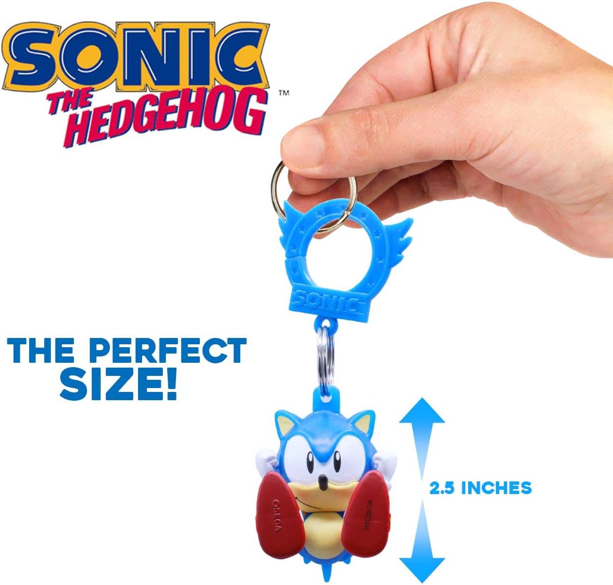 Just Toys LLC Sonic The Hedgehog Backpack Hangers – Series 5 Collectible Keychain with Blind Box Random Surprise (Sonic, Tails, Amy, Knuckles & Glow‑in‑The‑Dark Super Sonic)