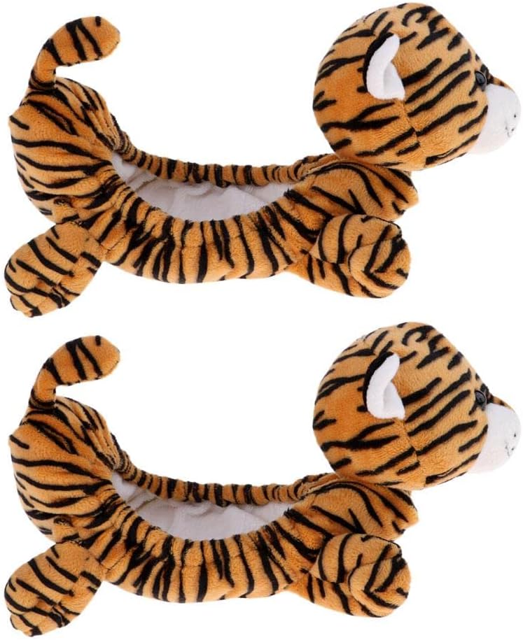 Your Ice/Figure Hockey Skates with Cute Animals- Pig Monkey Bear Dog Cat Terry Cloth Blades Covers, 1 Pair, Fits Sizes 26-38 - Tiger