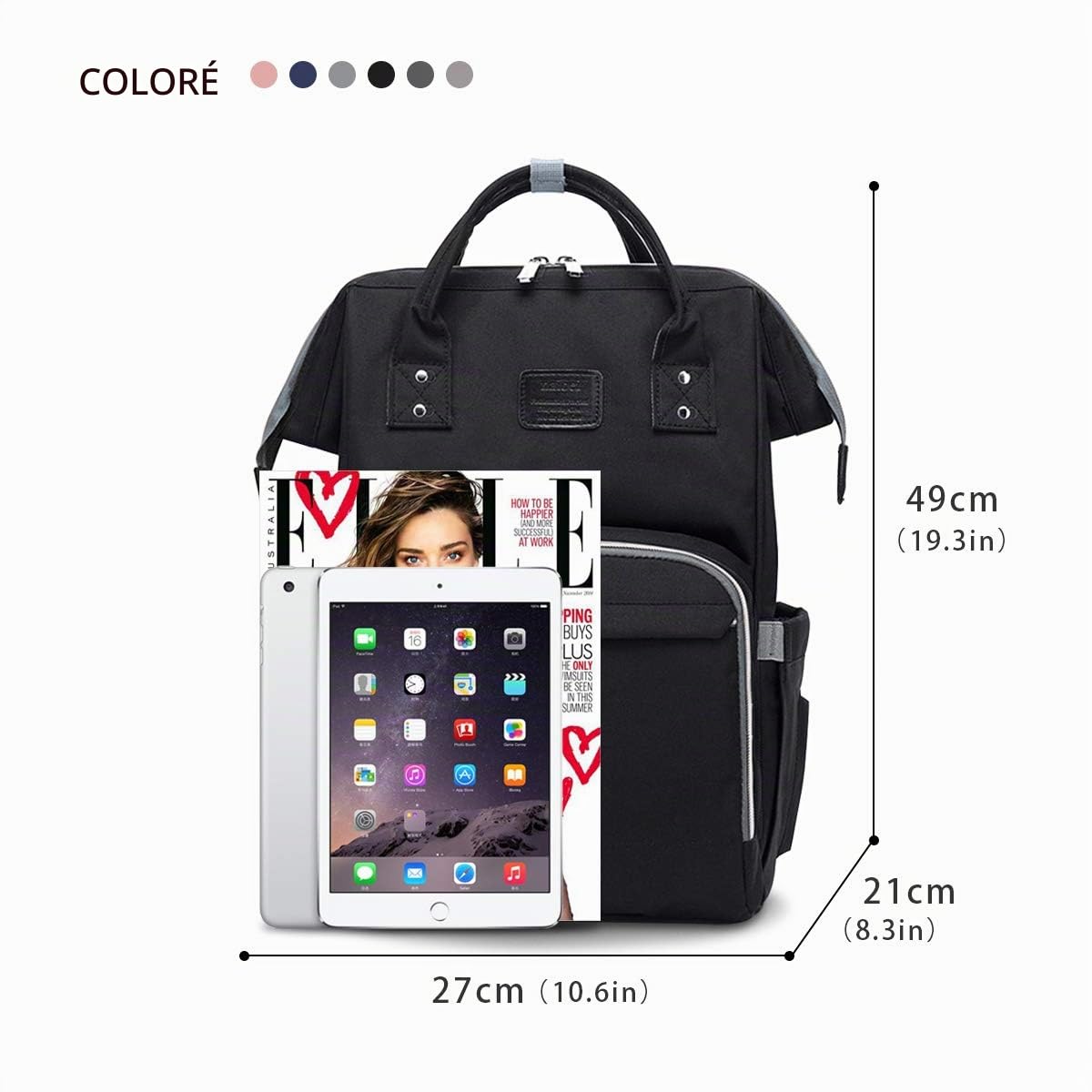 SONARIN Multifonction Sac à Dos à Langer Bébé étanche Avec poussette sangle,Grande Capacité,Sac à Couches,Organisateur de Sac à Dos de Voyage,Film Transparent Anti-Sale,Idéal Cadeau(Noir)