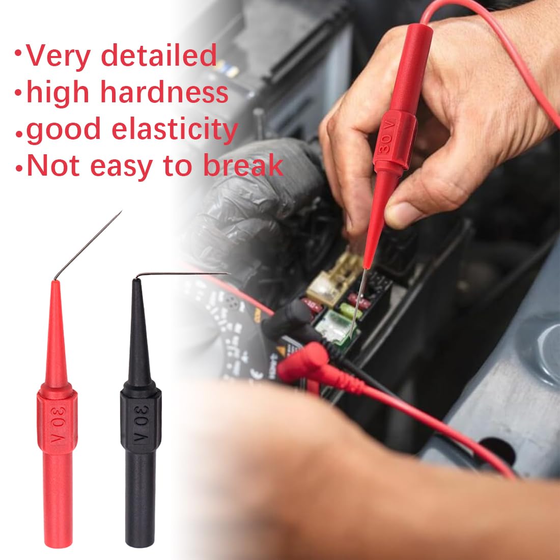 Aghi Piercing Per Multimetro, 10 Pezzi Punte Di Misurazione 0.7Mm 30V Per Test Elettrici Industriali, Sonde Rosse E Nere