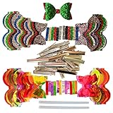 AOUXSEEM Faux Leather Hair Bows DIY Making Kit with Pre Cut Pieces and Hair Clips,Make Fashionable Shiny Hair Clips for Girls Lady Woman Baby (Medium Size,24 Set)
