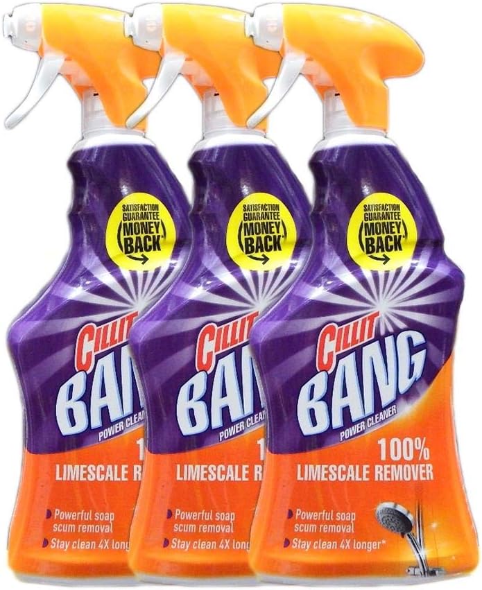 Cillit Bang Limescale & Dirt Remover Spray Pack of 3 750ml Each Removes Limescale, Grime