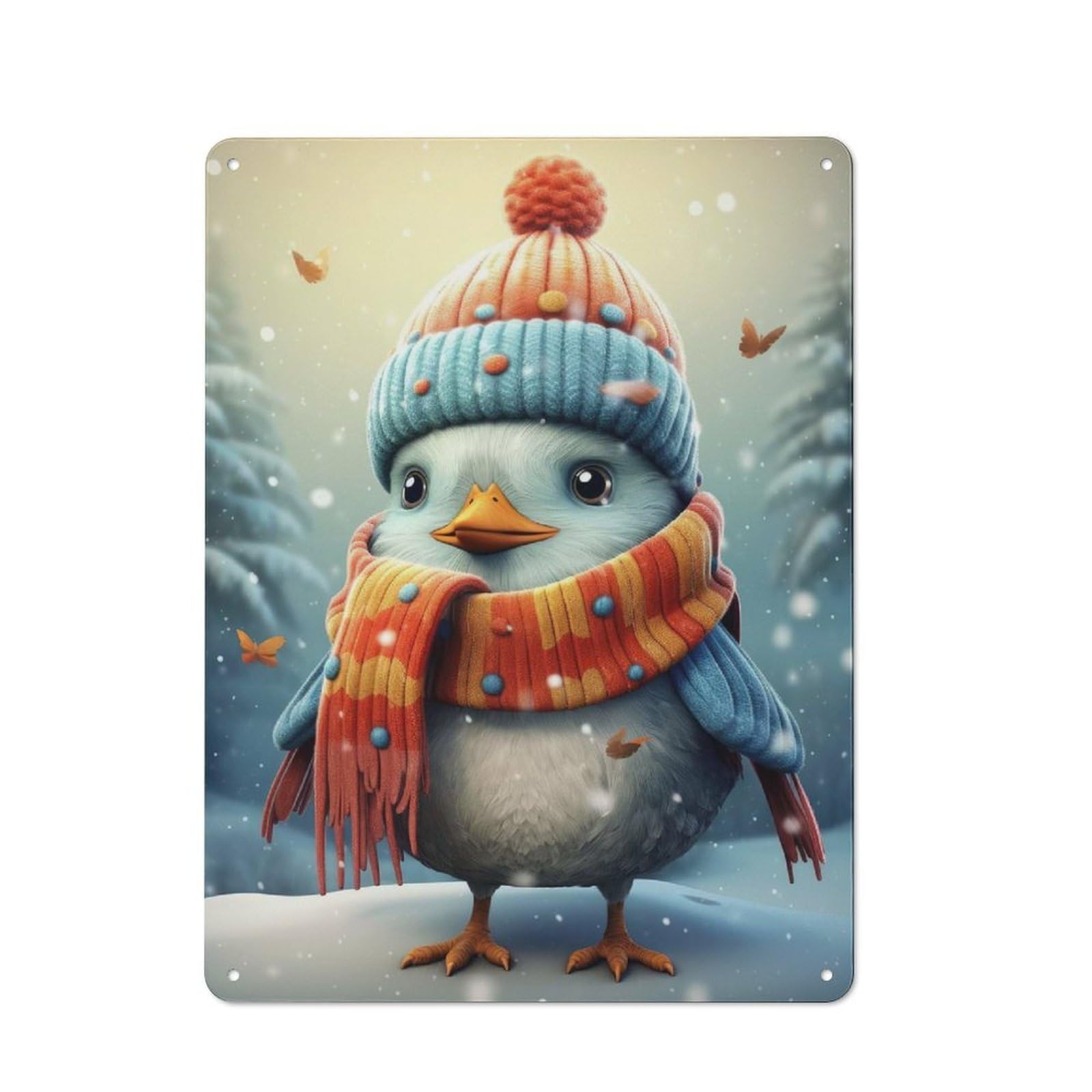 Industrial Winter Bird Decorative Metal Plaque 40x30cm, Studio Wall Art for Flat, Bar, Studio Or Gallery Wall