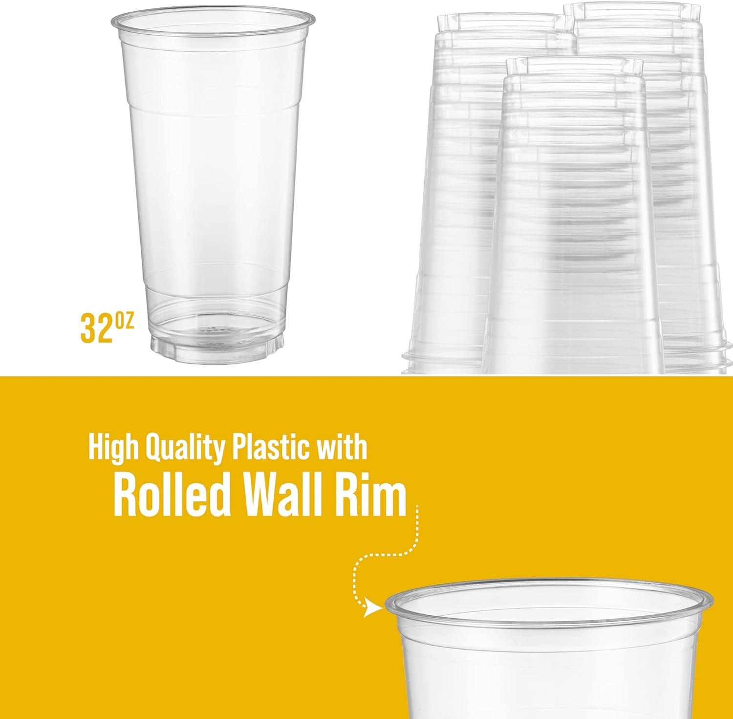 [40 Sets - 32 Oz] Crystal Clear PET Plastic Cups With Flat lids & Straws for Iced Coffee, Milkshake, Cold Drinks, Slush Cups, Smoothy's, Slurpee, Party's, Plastic Disposable Cups - Image 5