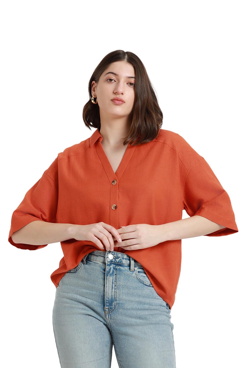 dl woman Solid Relaxed fit Half Sleeve Shirt-picture-21