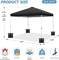 Vista 3 de WEIZE Tienda de campaña desplegable de 10 x 10 pies, configuración a presión de 1 botón, refugio portátil instantáneo, altura ajustable, bolsa