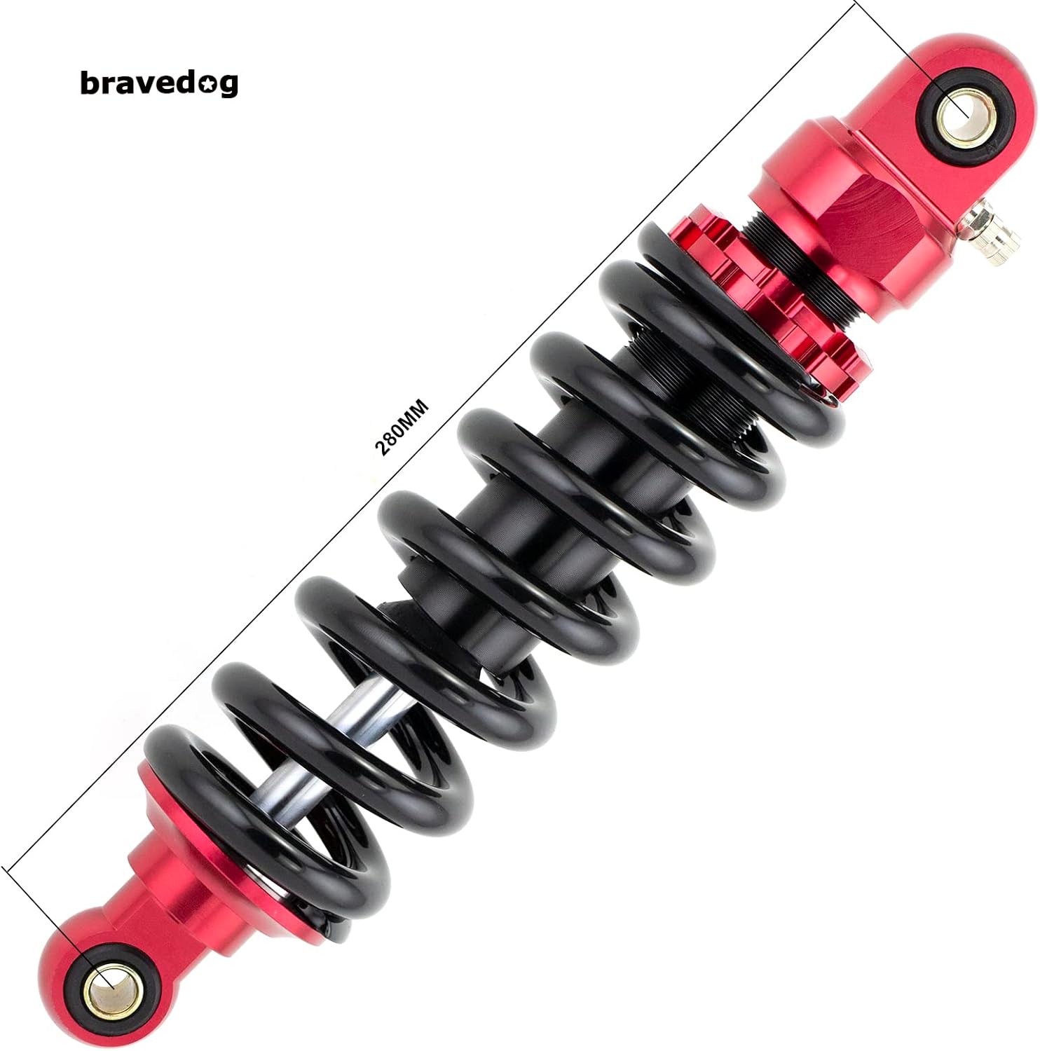 Rear Suspension Shock 280mm Rear Shock Damper Suspension Spring Compatible with Dirt Pit Bike ATV Rear Shock Absorber Spring (Red+Black)