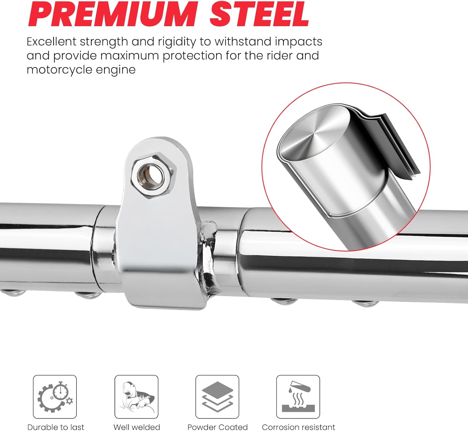 2009-2025 Chrome Touring Engine Guard Crash Bar Compatible with Harley Davidson Street Glide Road King Electra Trike Models Muscle Motorcycle Bumper