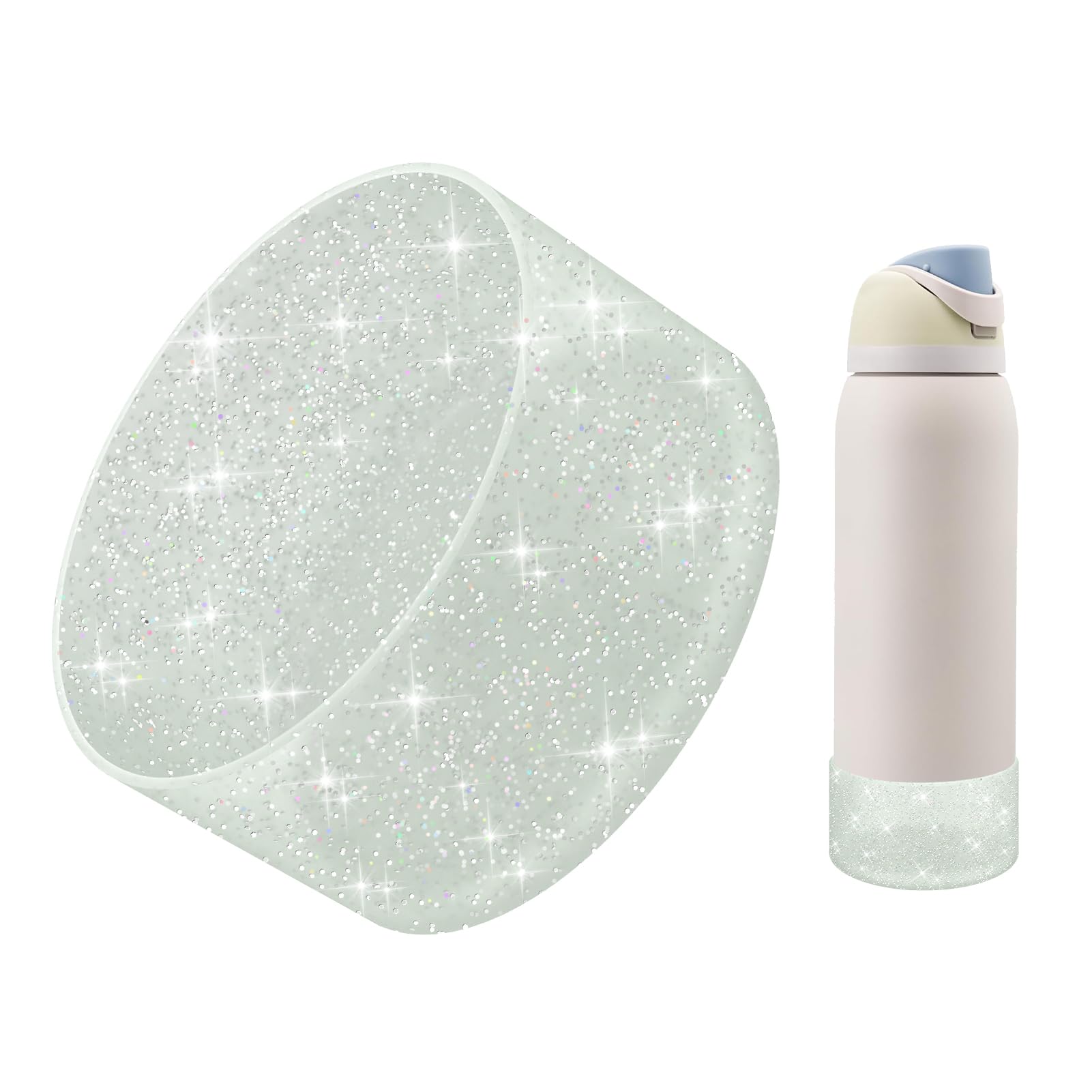 BKBY Protective Glitter Silicone Boot Compatible with Owala 24oz 32oz 40oz, Bling Cup Sleeve Bottom Bumper Cover Compatible with Owala FreeSip, Twist,