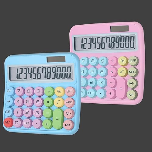 BESTWYA Calculadora de escritorio con pantalla LCD grande de 12 dígitos y botones de apagado automático para oficina, escuela, hogar y negocios