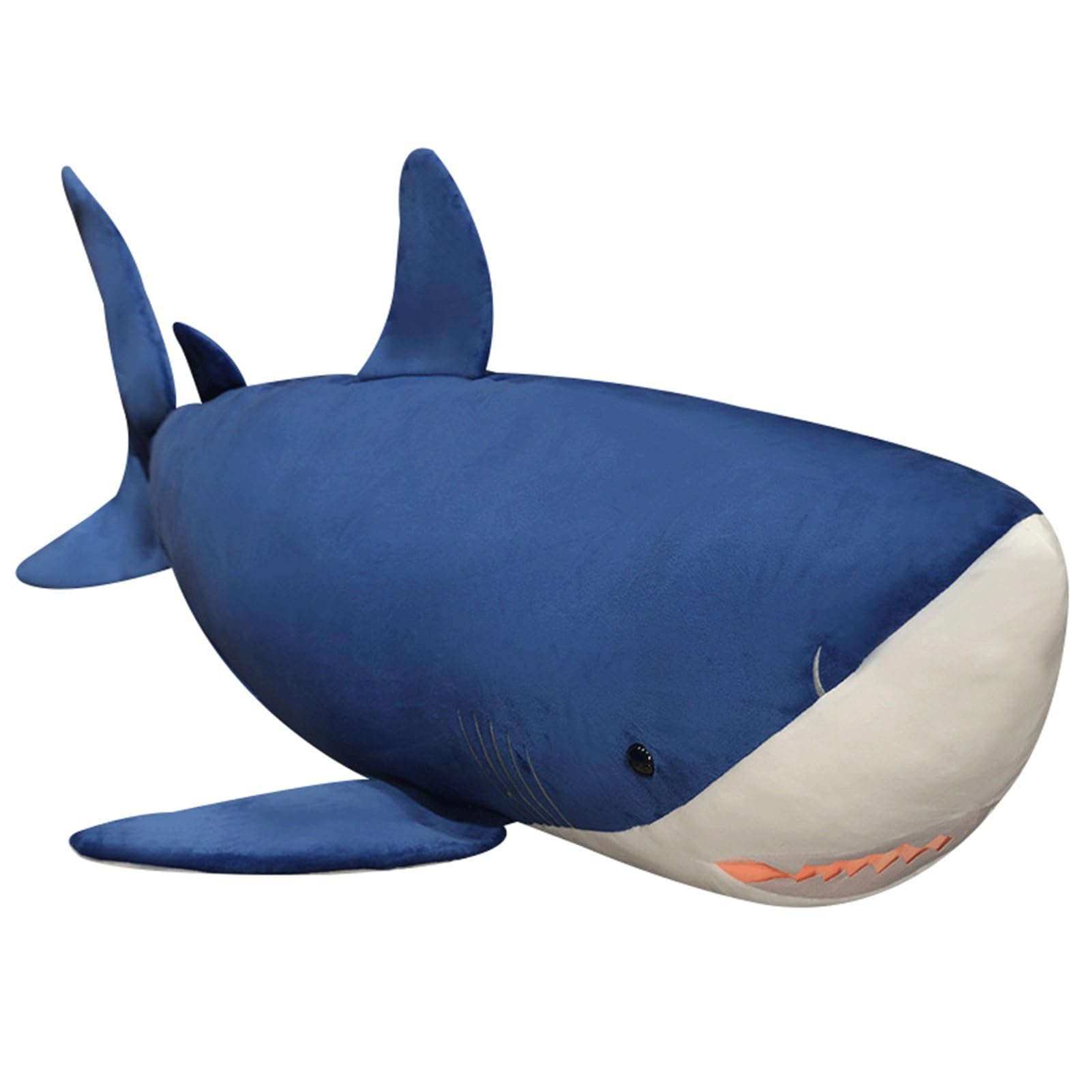 Large Great White Shark Plush Pillow, Shark Stuffed Animal with Long Body