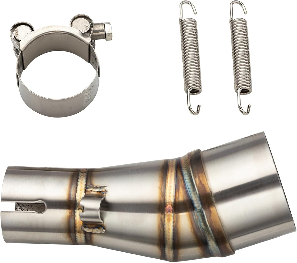 Xintre Tubo de escape de motocicleta, adaptador de silenciador de tubo de escape, tubo de conexión con abrazaderas compatible con Kawasaki Ninja 250 300 Z250 Z300 2008-2017