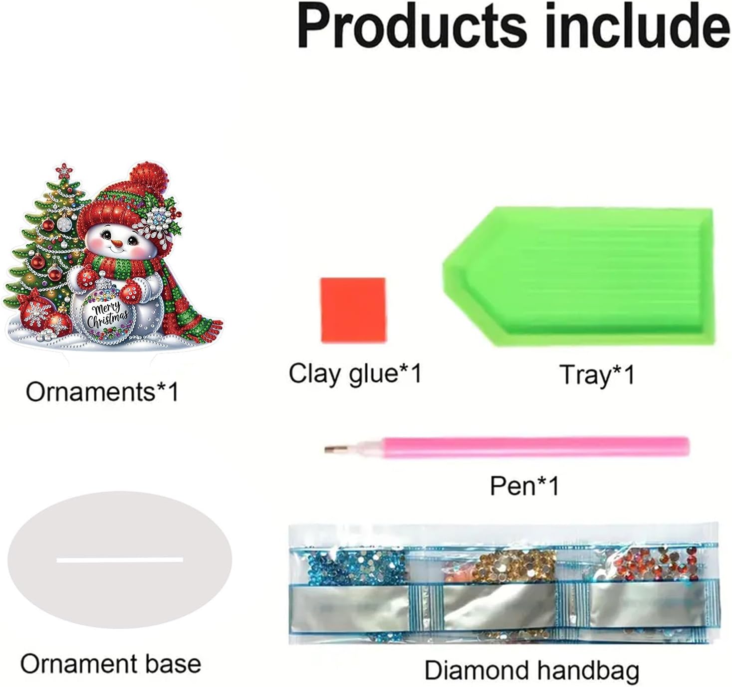 ARTopet 2Pcs DIY Diamond Desktop Ornament Christmas Special Shaped Crystal Diamond Art Painting Double Sided Pattern Single Sided Diamond Tabletop Ornaments Home Decor-Snowman02