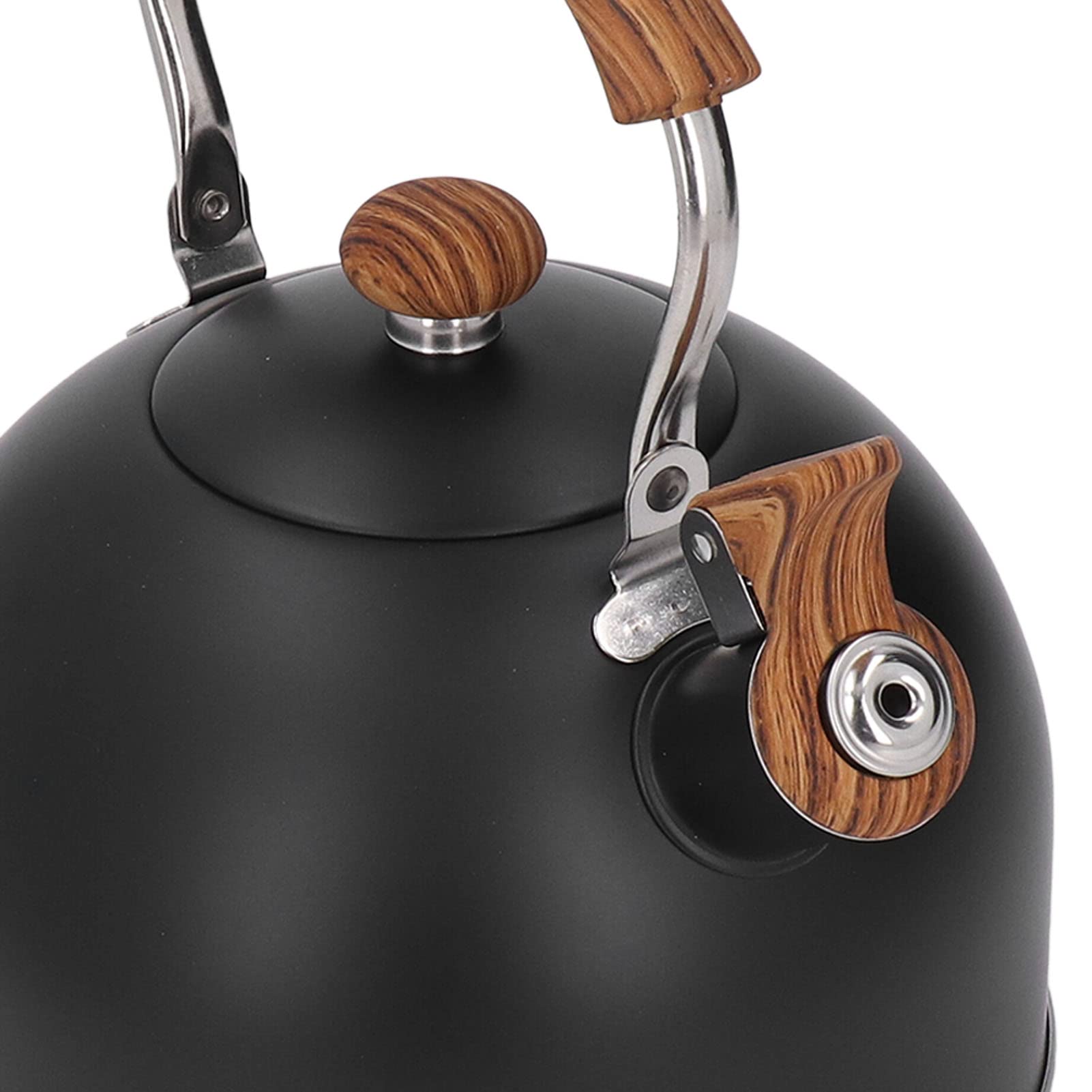 2.5L Sifflement Thé Bouilloire En Acier Inoxydable Bois Motif Poignée pour Thé Café Lait Eau