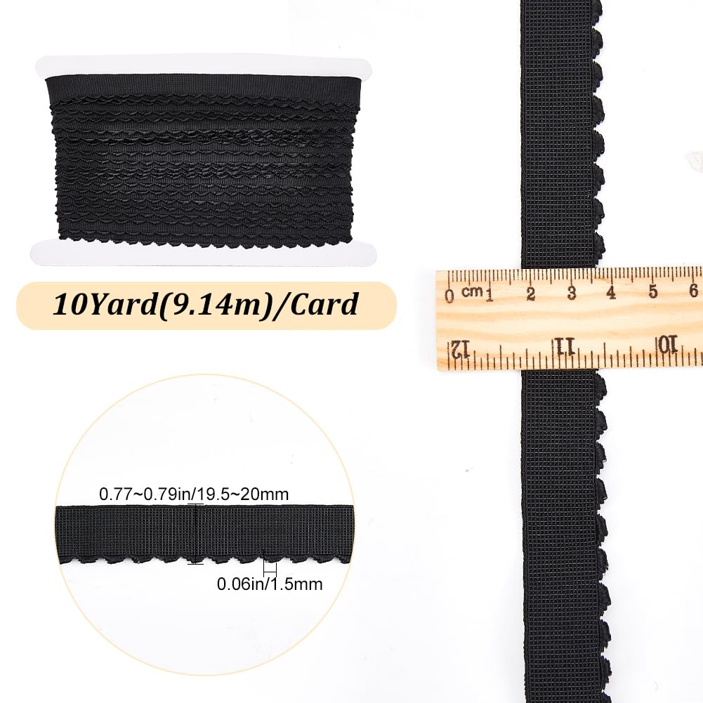 GORGECRAFT 10 m Bobina Elastica Nera Alta Elasticità Bordo Smerlato Fascia Elastica per Cucire Nastro Elastico per Cinture Pantaloni Artigianato Fai da Te Cravatta per Capelli Fascia per Capelli