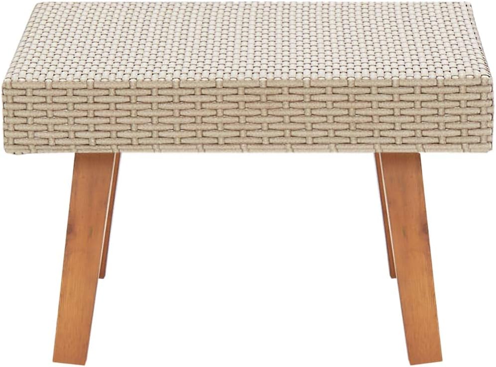 Medium Beige Synthetic Poly Rattan Coffee Table with Powder-Coated Frame Lightweight Outdoor Patio Table for Balcony Garden Relaxed Gatherings