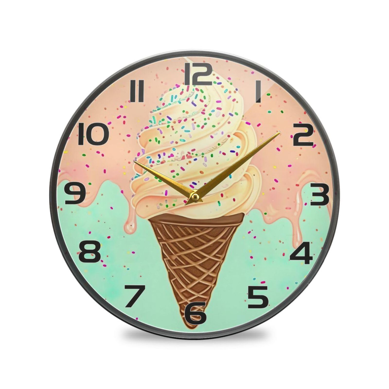 Amazon.com: Takiito Ice Cream Wall Clock Silent Non Ticking