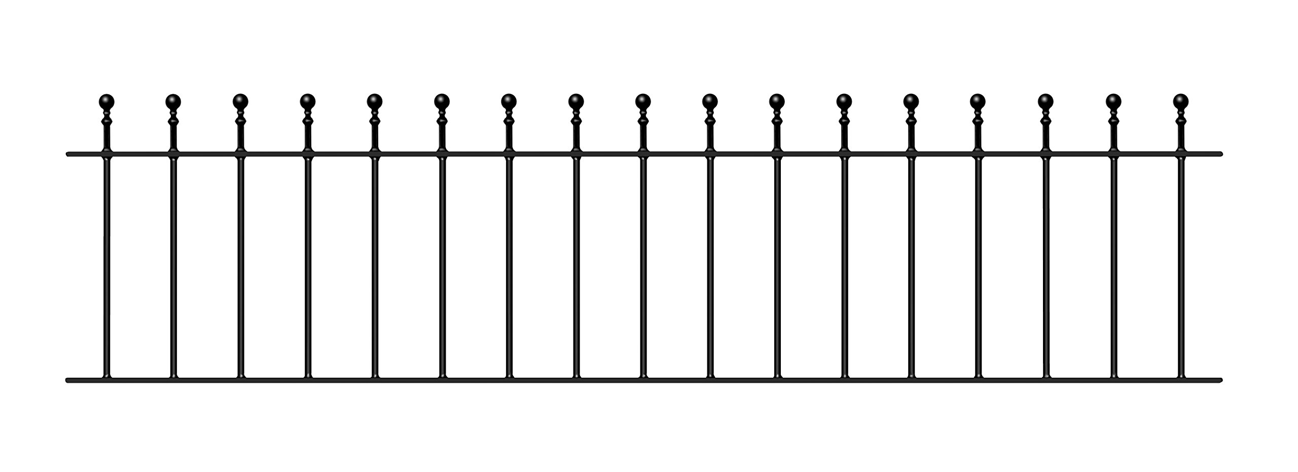 Manor Ball Top Metal Garden Railing Panel 1830mm (6ft) Gap x 455mm High Galvanised Wrought Iron Fence Fencing MAZP03
