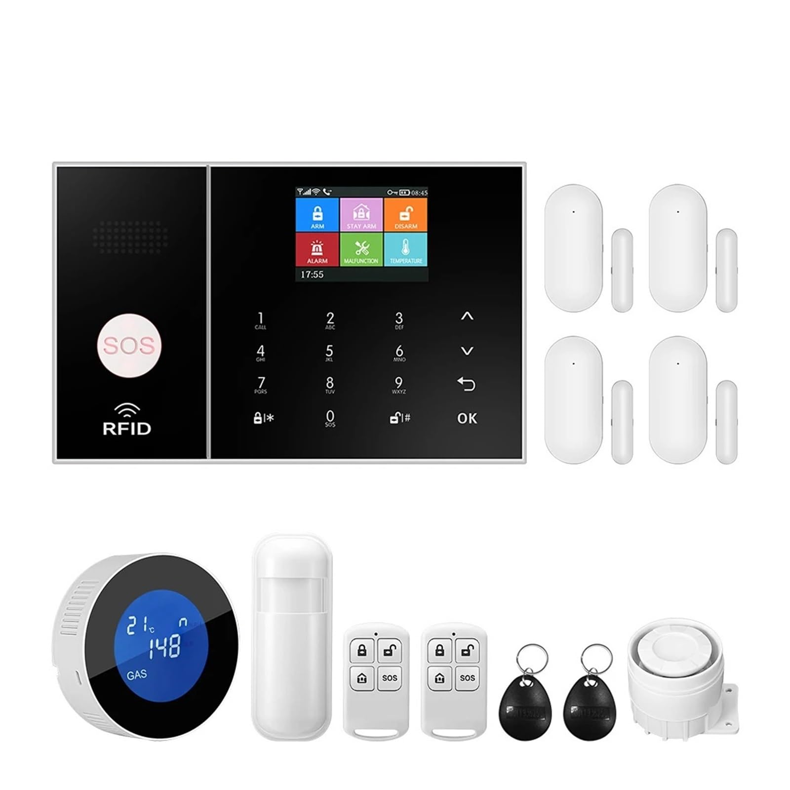 Di Allarme Sicurezza WIFI For La Casa E L'azienda Lavoro Controllo APP Tuya Smart Life Multilingue Monitoraggio Remoto(H)