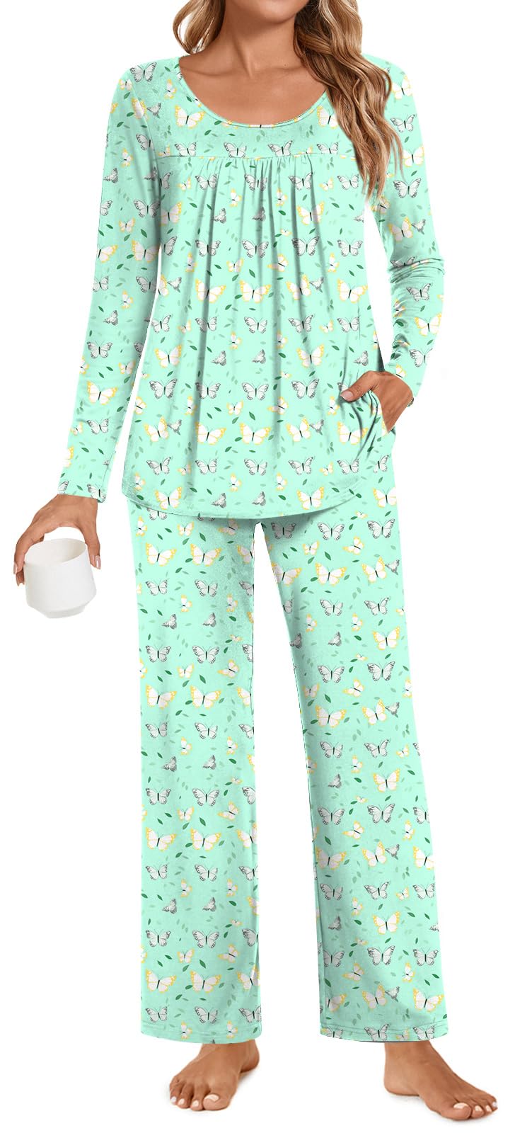 POPYOUNG Womens Pajama Set 2 Pieces Fall Long Sleeve Pjs Winter Ladies Pajamas Lounge Slee...