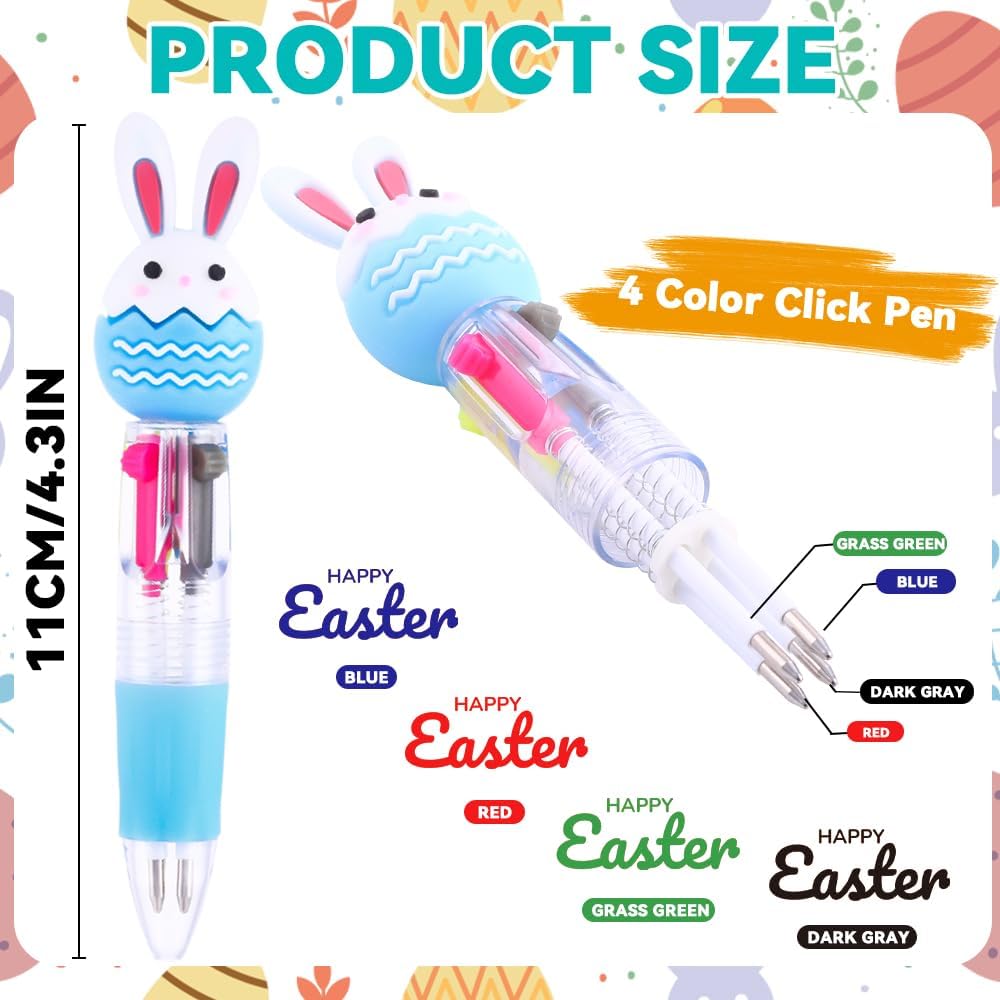 24PCS Easter Fun Pens Cute Bunny Egg Multicolor Gifts Pens Basket Stuffers image 2