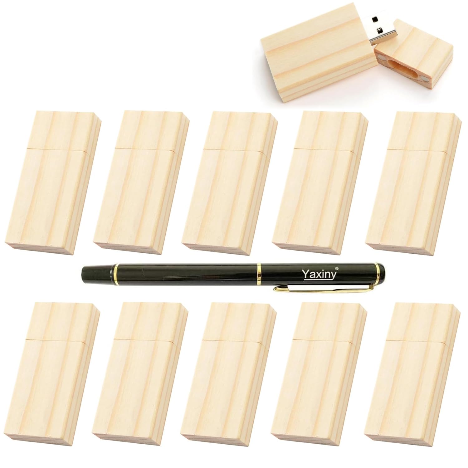 Pendrive 8GB, Chiavette USB 11 Pezzi In Legno, Pen Drive 8GB USB 2.0, Pennetta USB, for PC/Laptop/Smart TV, Perfetto come regalo, In Legno D'acero