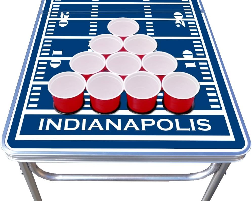Black Friday - 60% OFF 8-Foot Professional Beer Pong Table w/Optional Cup Holes - Indianapolis Football Field Graphic