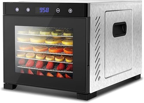 Miniatura 10 de NutriChef Máquina deshidratadora eléctrica comercial de alimentos, capacidad extra grande de 16 estantes, bandejas de acero inoxidable, 1500 vatios,