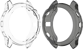 RuenTech Case Cover Compatible with Garmin Fenix 6X/6X Pro/Fenix 6X Sapphire Case Protector TPU Protective Case Frame for Fenix 6X Smart Watch (Black&Transparent)