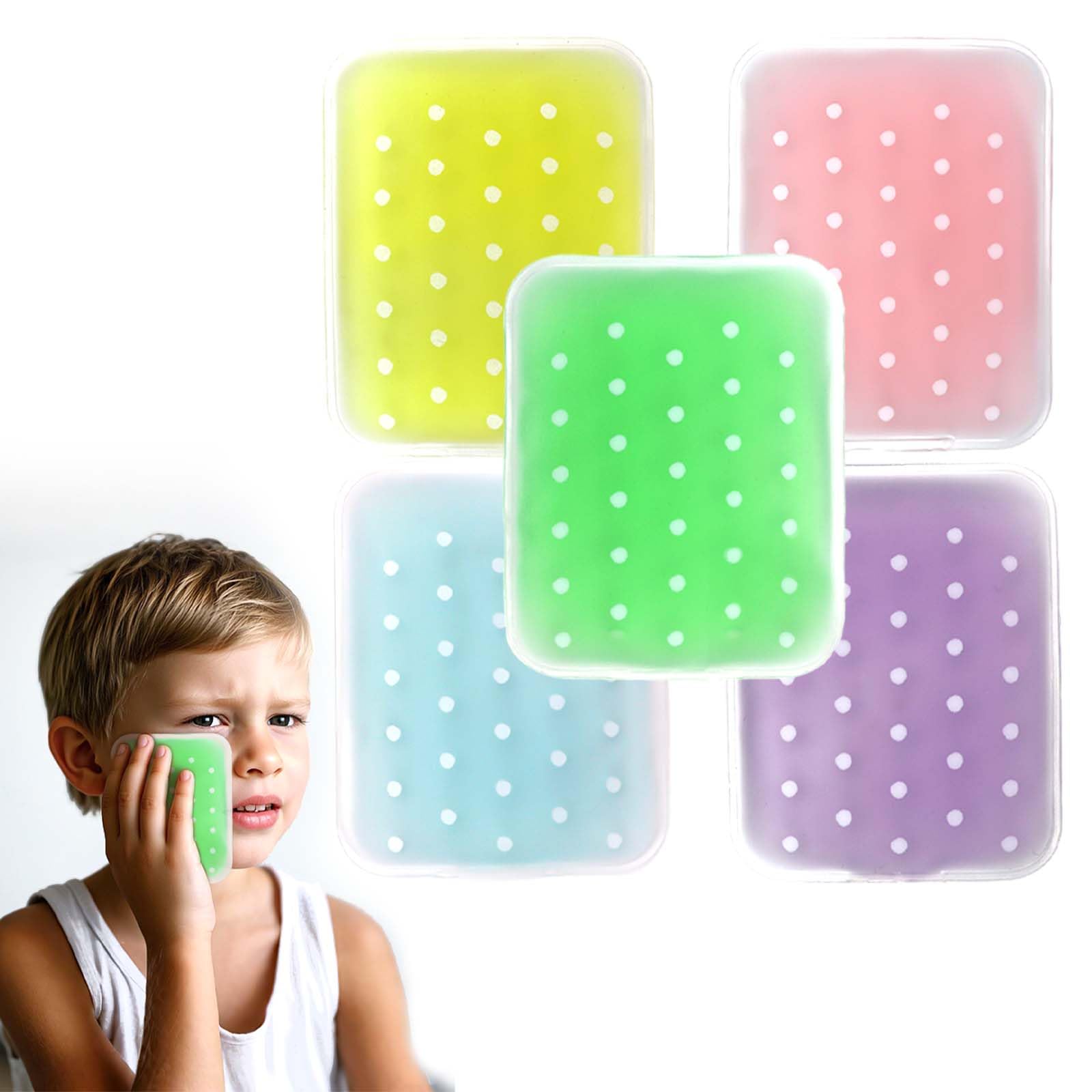 Boo Boo - Paquetes de hielo reutilizables para niños, compresa fría no tóxica para golpes y lesiones, paquete de 5 paquetes de hielo coloridos para niños (sin BPA, seguro para niños)