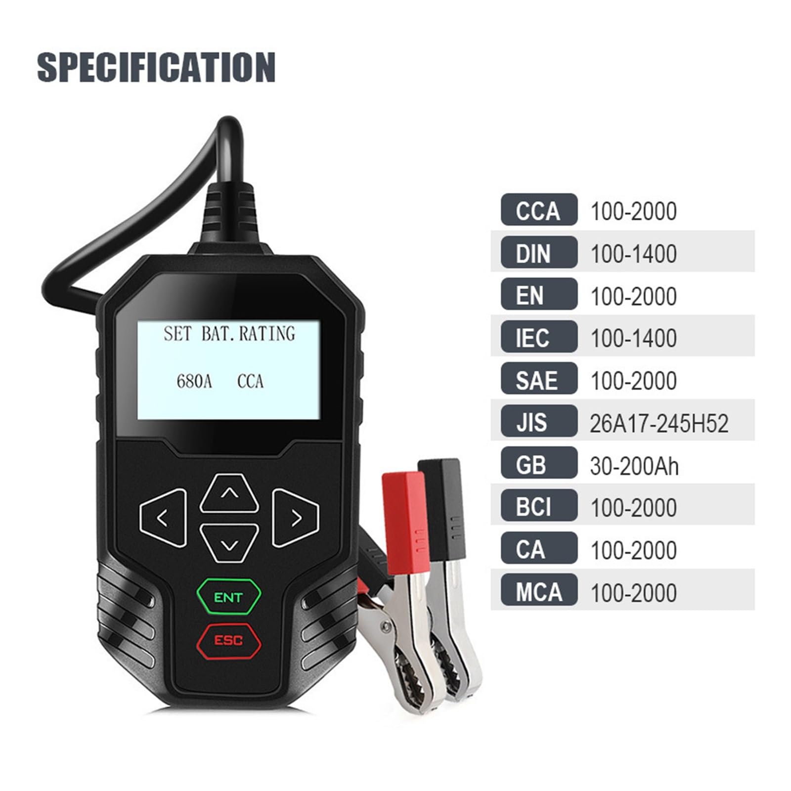 12V Tester Akumulatora Samochodowego Ciężarówka 24V 100-2000CCA Analizator Narzędzie Test Ładowania Szybkie Dokładne Wykrywanie