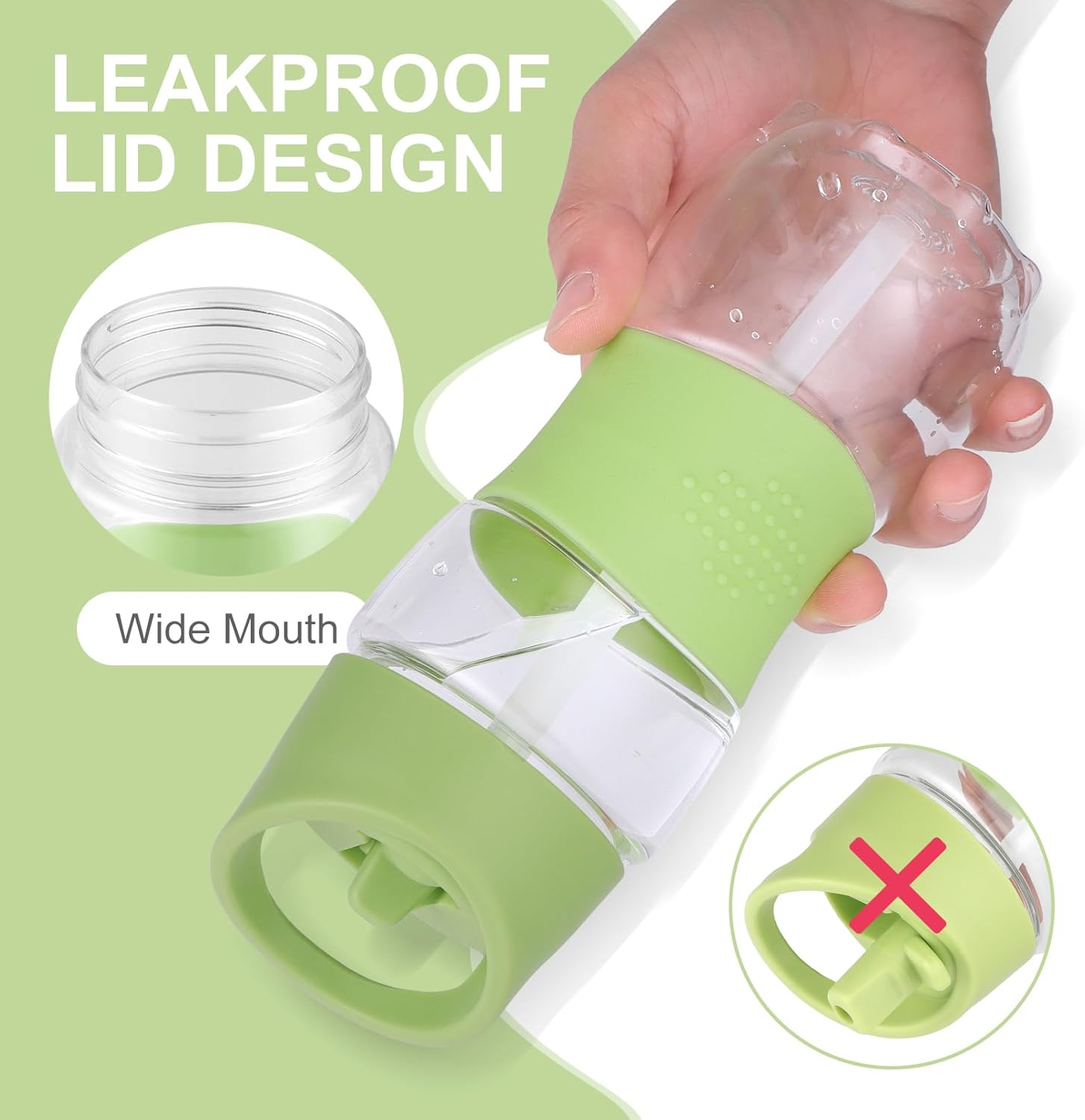 Sivaphe Clear Water Bottle with Straw 18 oz Portable Tritan Transparent Sports Drinking Bottle for School Girls Boys Green - Image 4