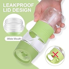 Sivaphe Clear Water Bottle with Straw 12 oz Portable Tritan Transparent Sports Drinking Bottle for School Girls Boys Green