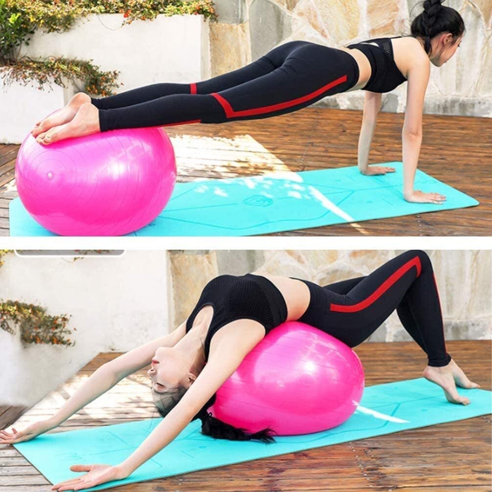 Piłka Fitness Joga Pilates Piłka Z Pompą Powietrza, Home Office Fitness Trening Równowagi Odchudzanie Piłka Pomocy Porodowej(Blu,55cm)