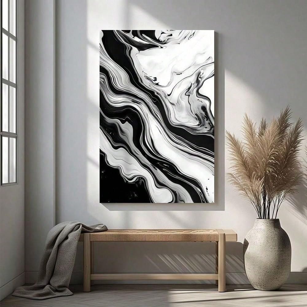 LYBCEOUG Wall Decor, Marble Swirl Vertical Canvas Print, Simple Wall Art for Living Room Entryway Office(40x50cm/With frame)