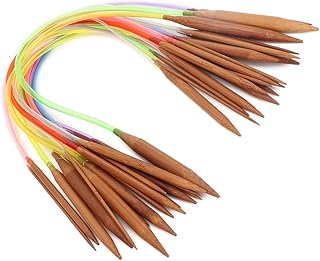 Tubo de Plástico Multicolorido, Agulhas de Círculo de tricô, Agulhas de tricô Circulares, Agulhas de Suéter de Bambu Anulares Duplas Carbonizadas (60CM)