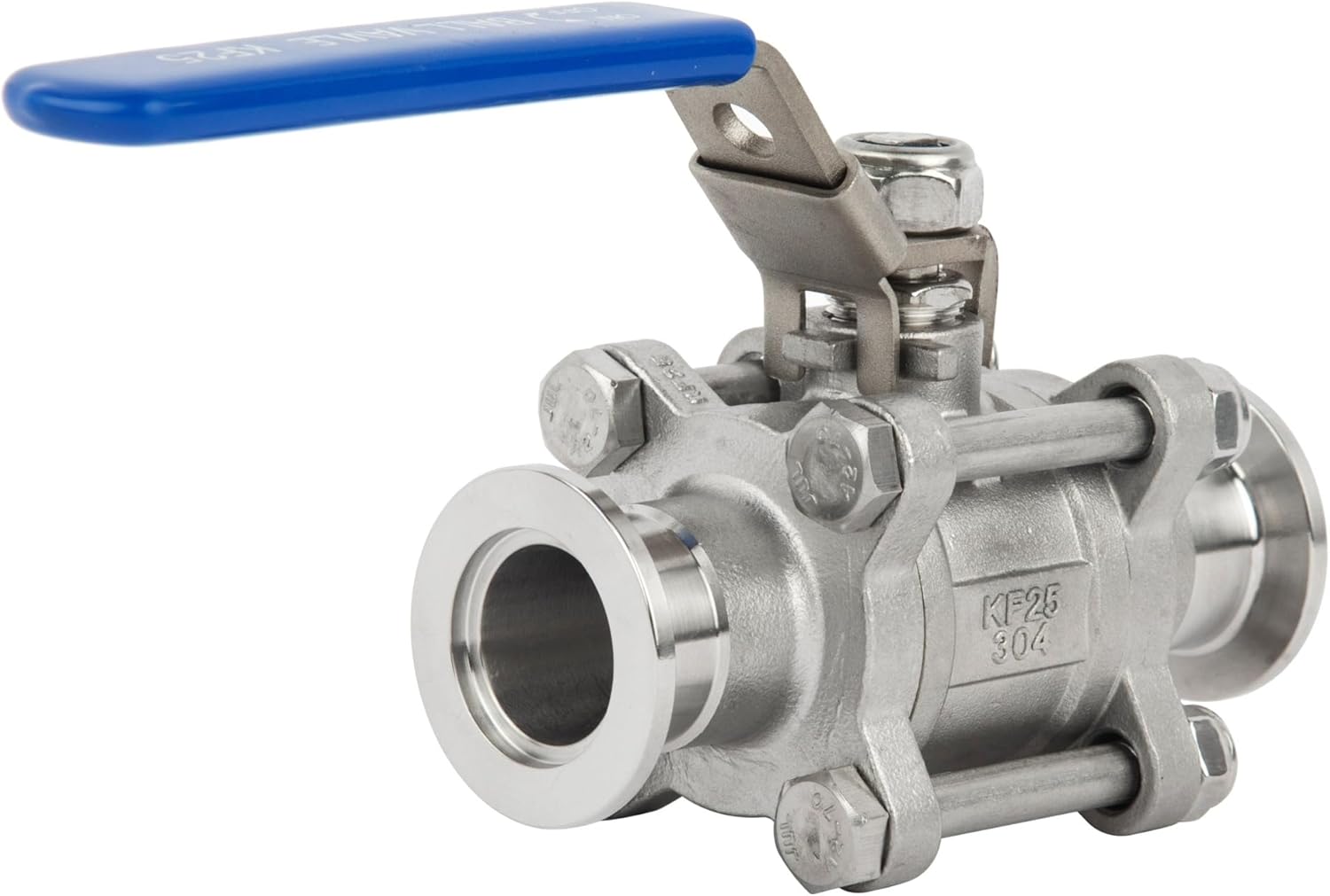 SS304 Three-Piece Vacuum Ball Valve – KF25 with Lockable Handle for Lab or UHV Systems(KF40 1850g)