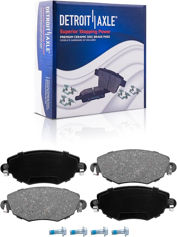 Pastilhas de freio dianteiras cerâmicas Detroit Axle P-910 para Jaguar X-Type 2002–2008 e Ford Mondeo 2001–2006 – Kit com ferragens
