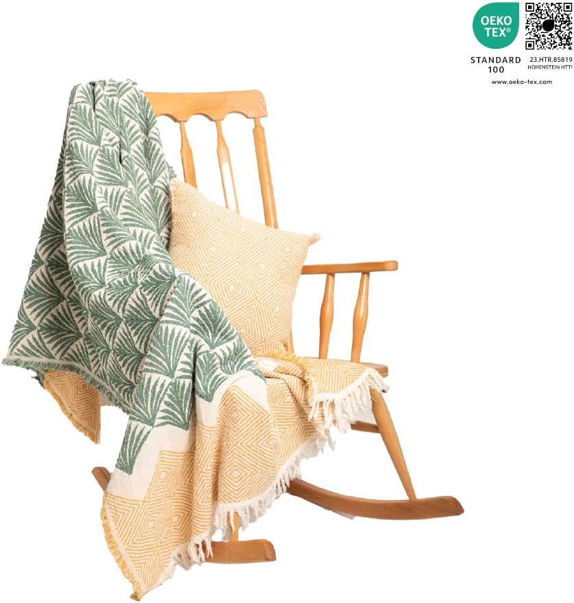 Throw Blanket, Palm Leaf and Diamond Patterns, 70x50 inches