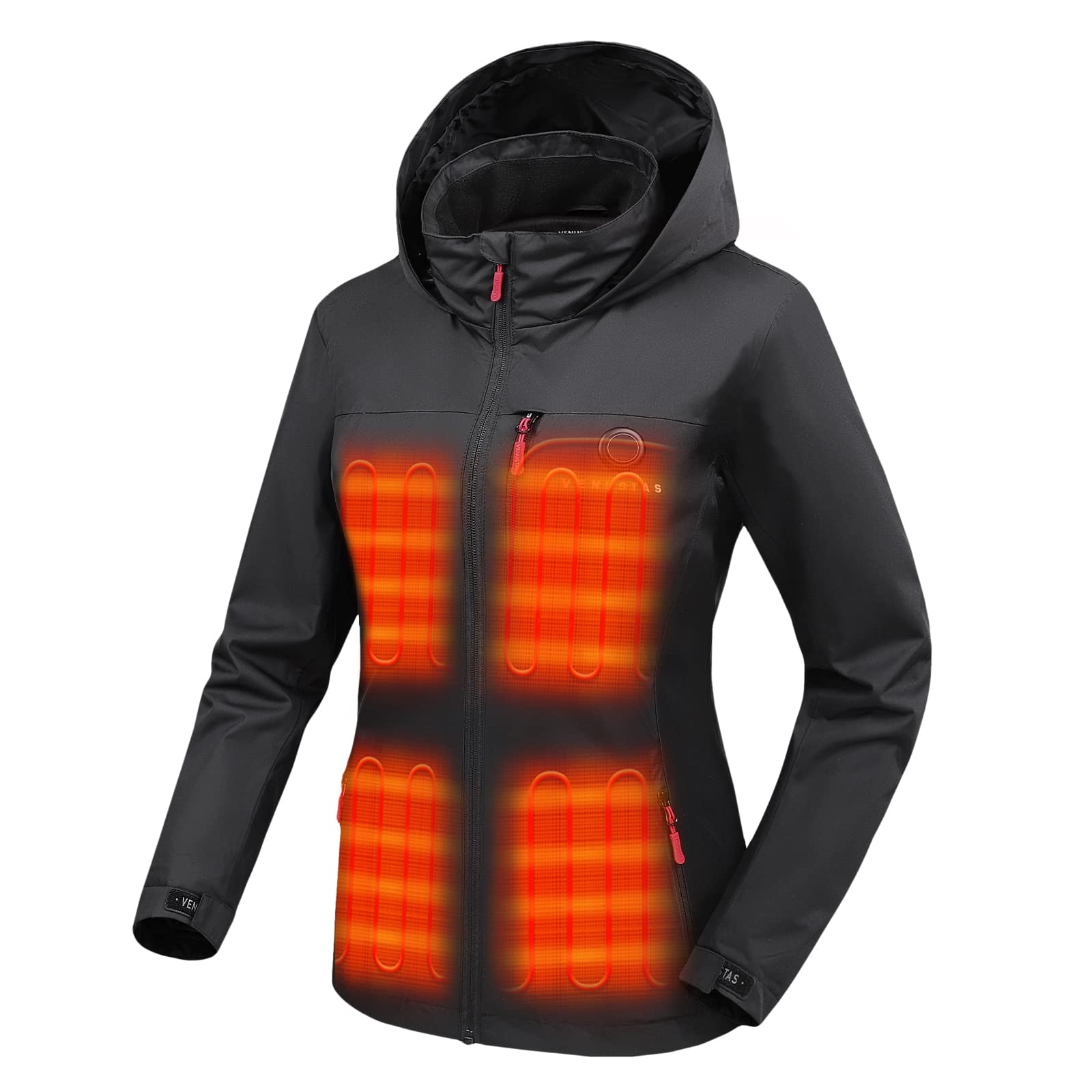 VenustasHeated Softshell Jacket for Women, Hooded Electric Jacket with Battery Pack 7.4V, Heated Coat for Outdoors