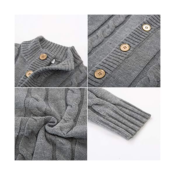 PJ PAUL JONES Men's Sweater Basic Cable Knitted Cardigan Sweater with Twisted Pattern Size XL Grey - Image 6