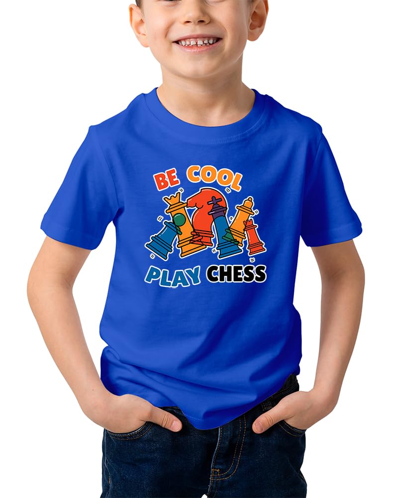 Kid's Cotton Printed T-Shirt - Cool Chess | Half Sleeves | Boys T Shirt | Regular Fit | Round Neck | Graphic T Shirt-image-1