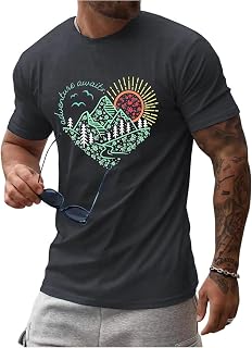 Round Neck Graphic Tees for Men Summer Fall Short Sleeve T-Shirt Basis Tops Blouse