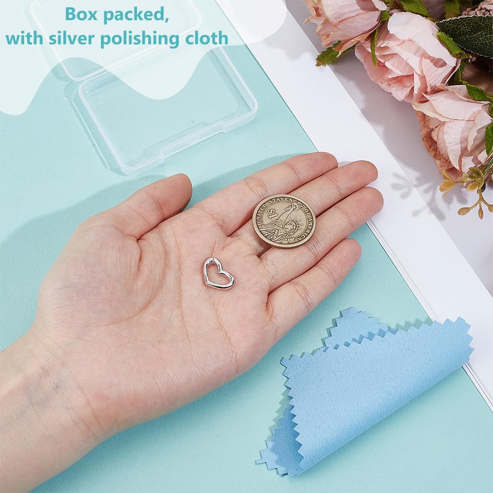 BENECREAT 925 Sterling Silver Heart Carabiner, Silver Hook Clip Clasp with Spring-Loaded Gate, Hardware Closure, Craft Connector for Key Rings, Handbags and Jewelry Making, 11x16x2.5mm - Image 3