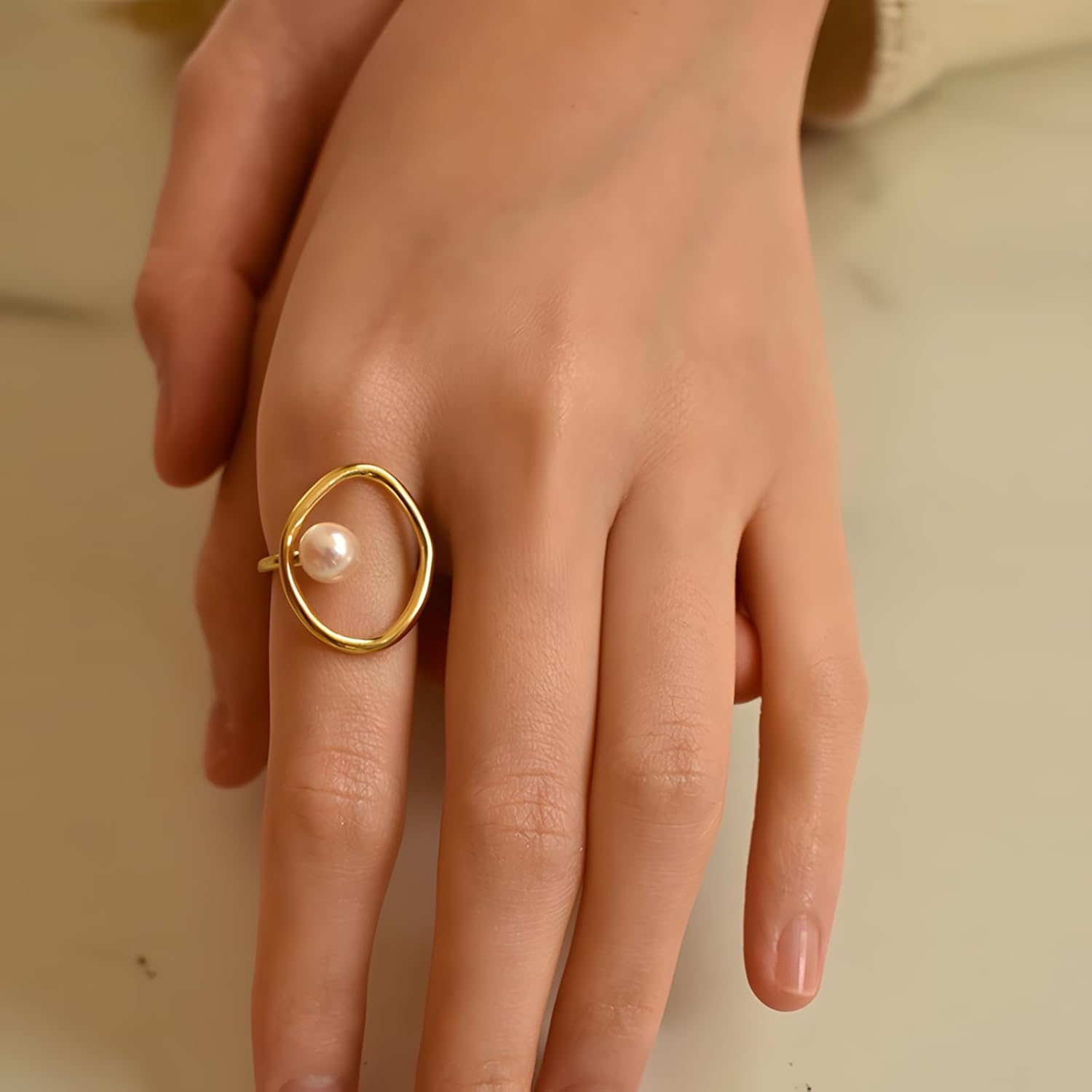 18K Gold Plated Circle Ring for Women Open Gold Round Circle Rings Adjustable Oval Round Open Ring Wedding Jewelry - Image 7
