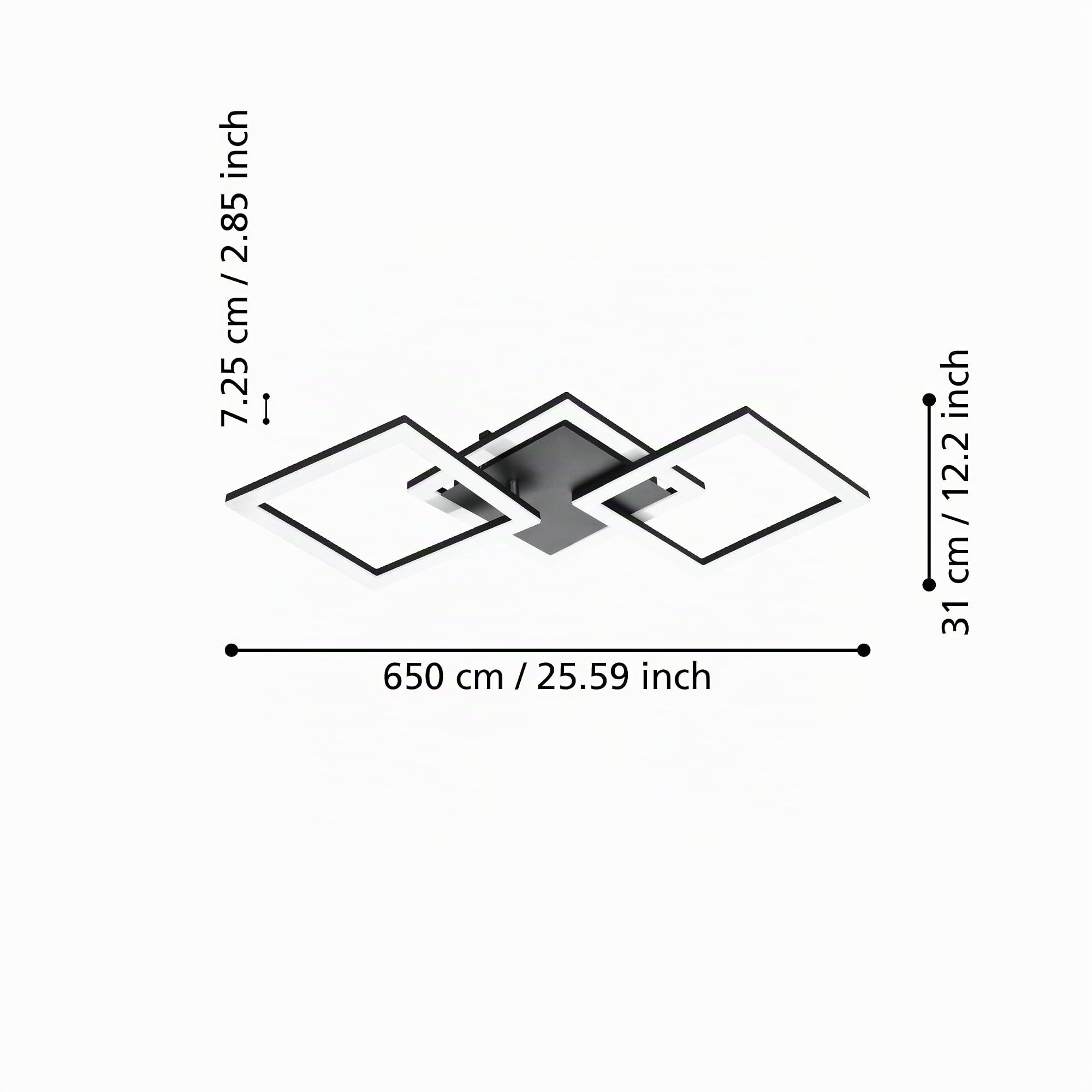 Eglo connect.z Luminaire plafonnier LED connecté Paranday-Z, ZigBee, lampe | de plafond contrôlable par application et commande vocale Alexa, blanc chaud - froid, dimmable, noir et blanc, 65 x 31 cm