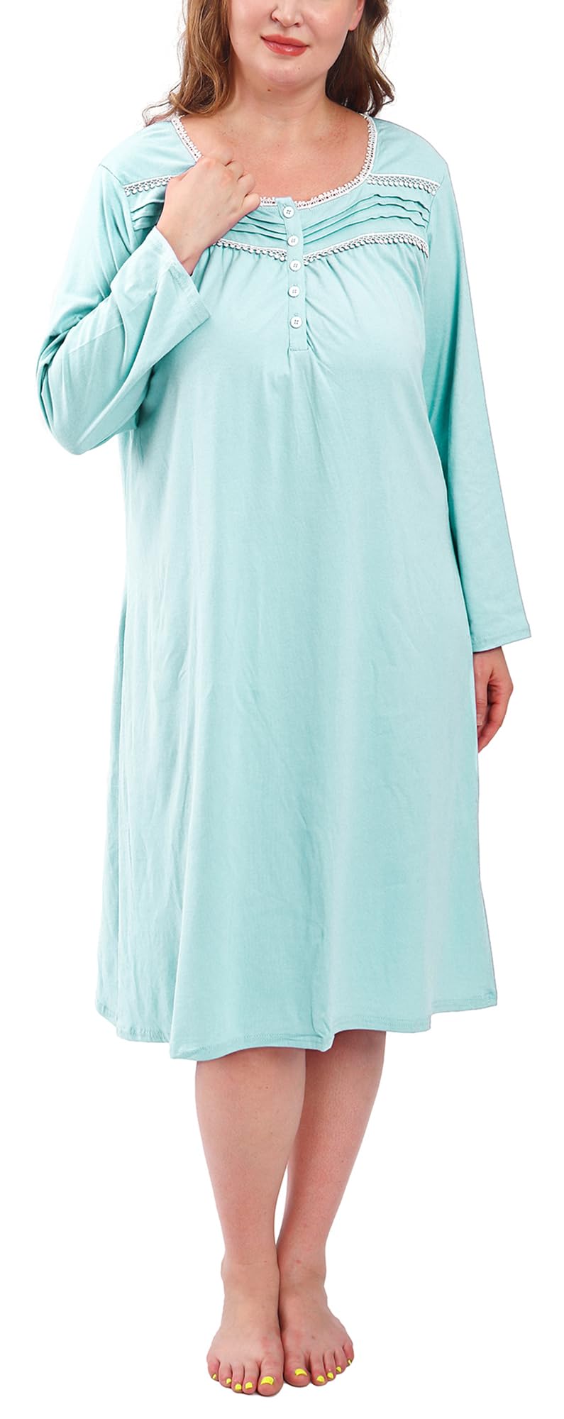 FEREMO 100% Cotton Nightgowns for Women Plus Size Nightgowns Soft Cotton Ladies Nightdress Sleepwear
